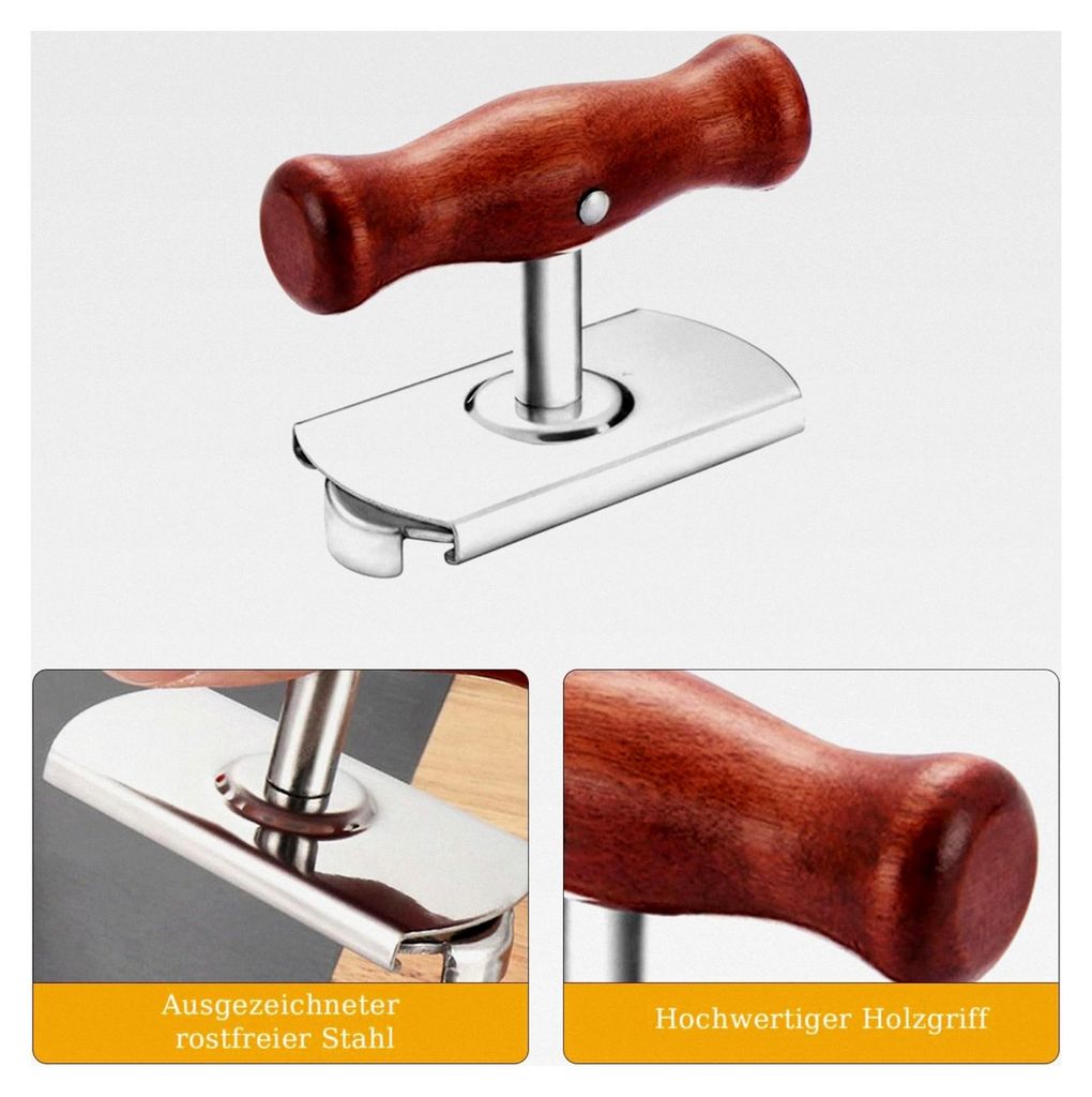 Dosenöffner aus Edelstahl mit verstellbarem Griff für Schraubgläser, geeignet für Senioren, Holzfarbe