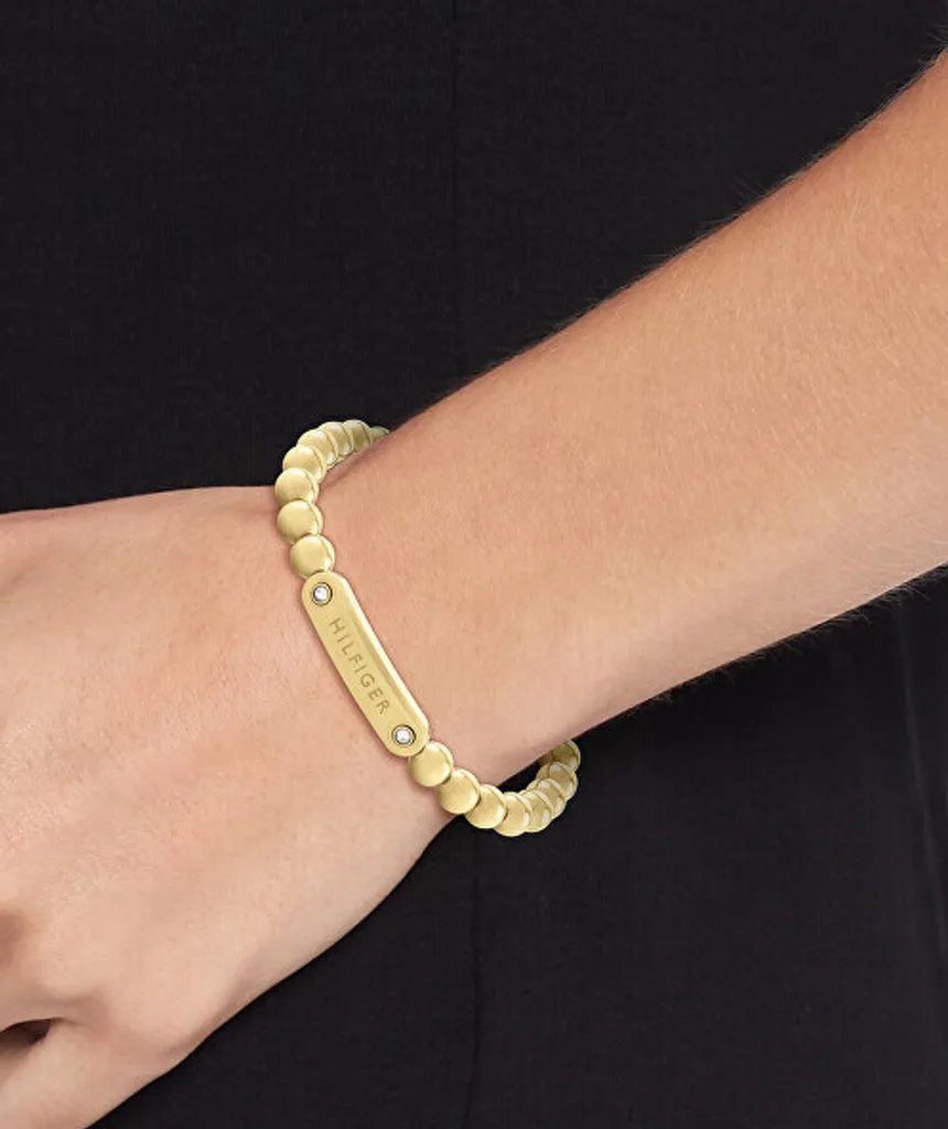 Bracelet perles métal or pour femme - Design sphérique éclatant 21cm