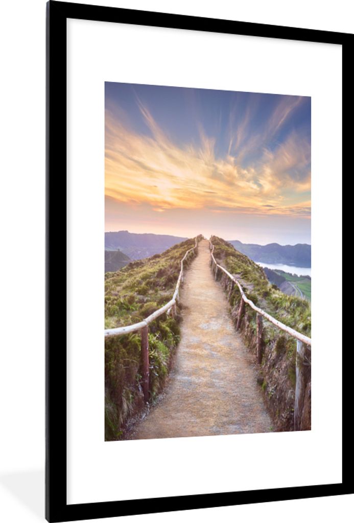 MuchoWow Gerahmtes Poster Berge - Natur - Weg 60x90 cm - Poster mit Schwarzem Bilderrahmen Wandposter Rahmen Foto Bilder - Dekoration - Wandposte...