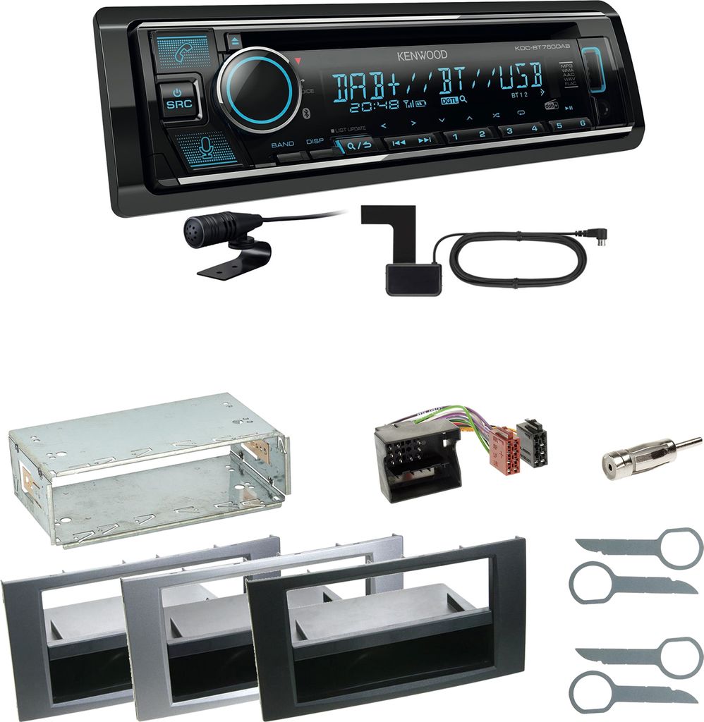Kenwood KDC-BT760DAB Bluetooth DAB Einbauset für Ford Kuga Fusion Galaxy S-Max