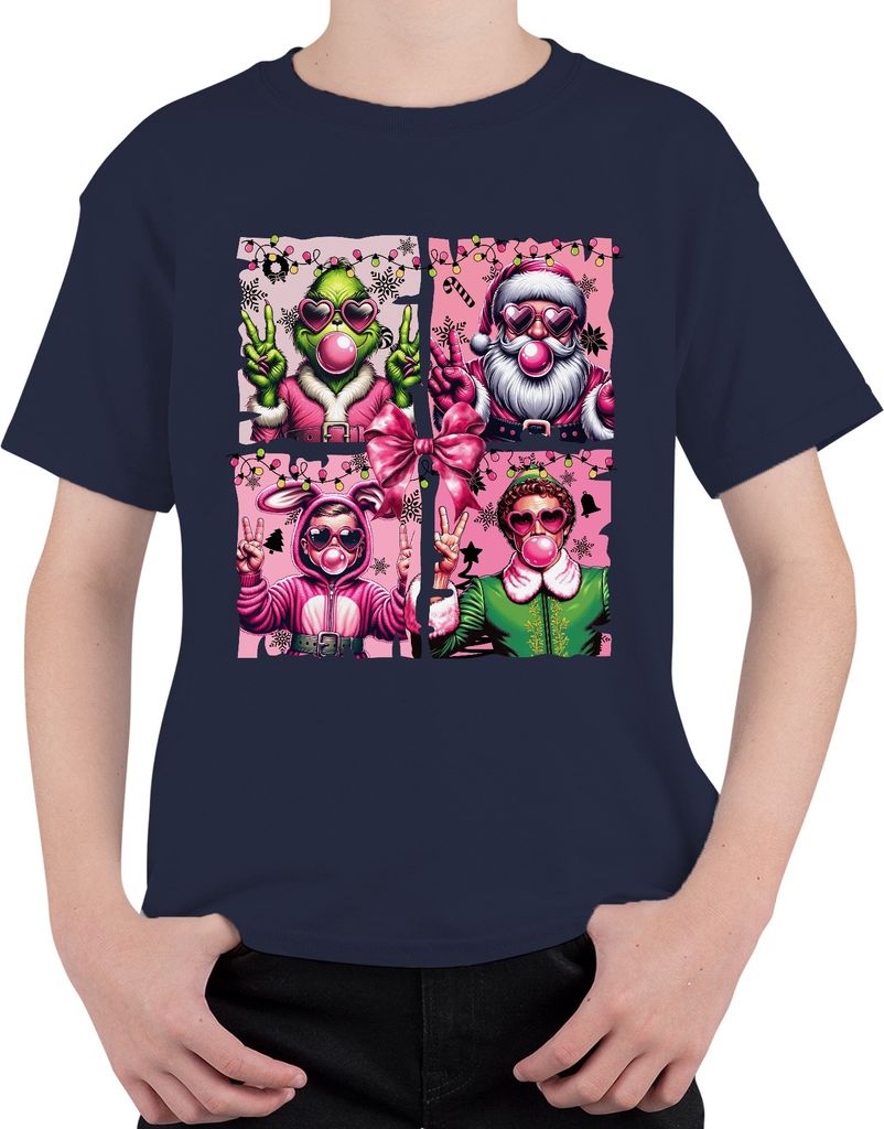 Holly Jolly Weihnachtsfilme Pink Weihnachtsfilm - Weihnachten Christmas Xmas Uni Kinder T-Shirt, Navy, 128