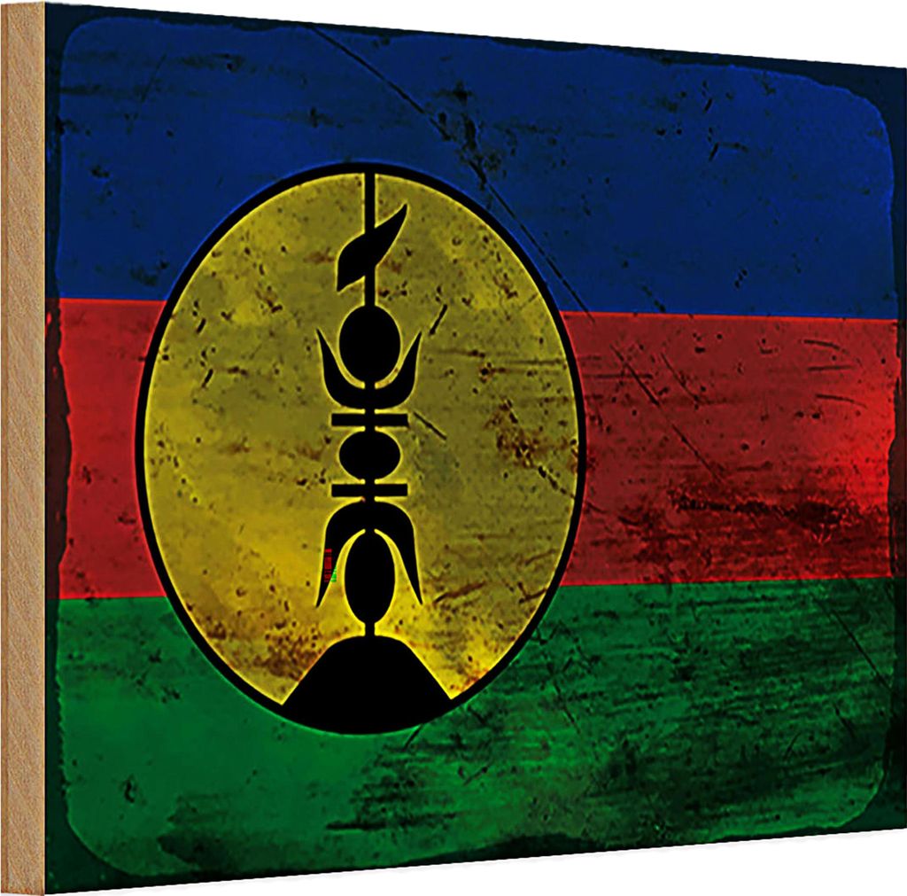 Holzschild Flagge Neukaledonien 30x20cm Flag Rost