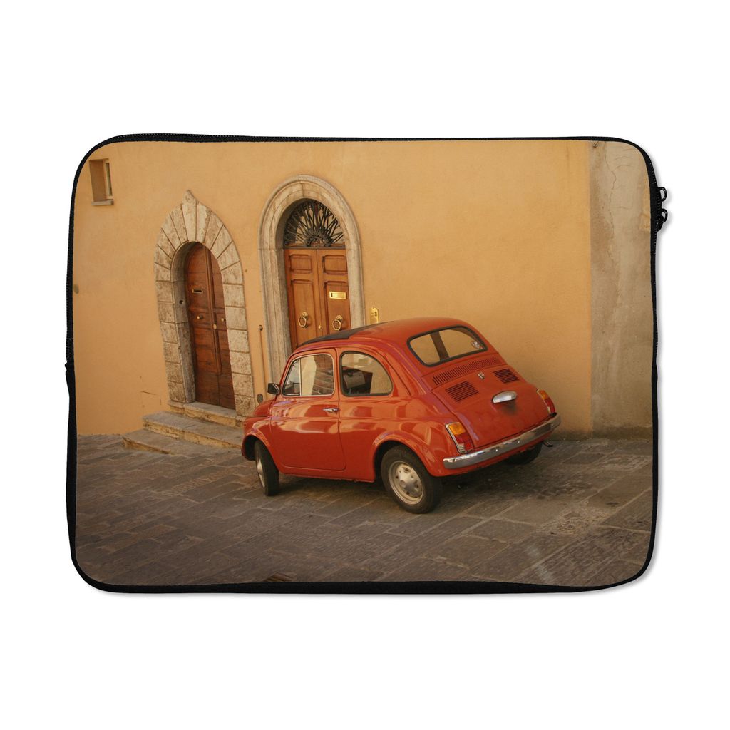 MuchoWow Laptop Hülle 17 Zoll Laptoptasche Roter Oldtimer zum Bauen - Zipper - Schutzabdeckung