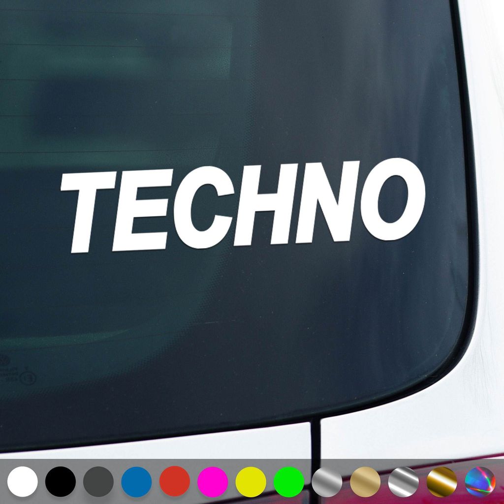PantherPixel Techno Aufkleber Elektro DJ House Musik Bass Sticker Auto Geschenkidee Farbe Weiss