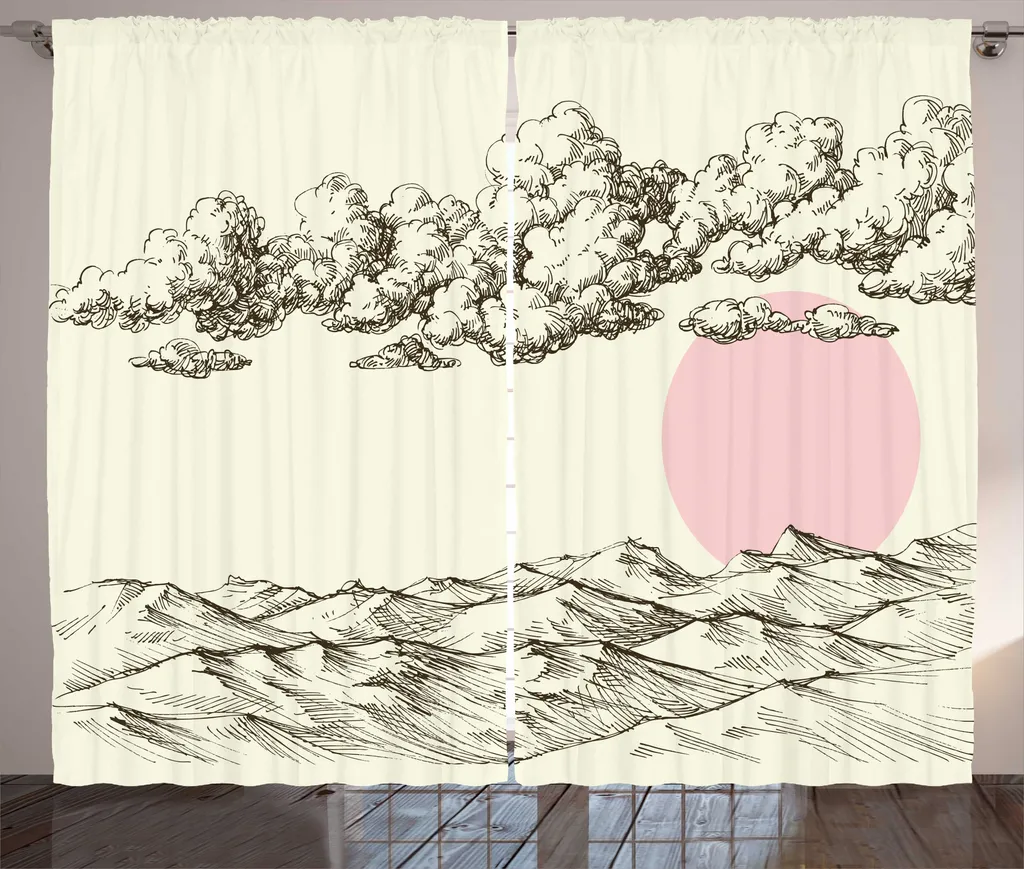 Rideau pour Salon Grande Largeur 280x225 cm Ambiance Cosy Rose et Blanc