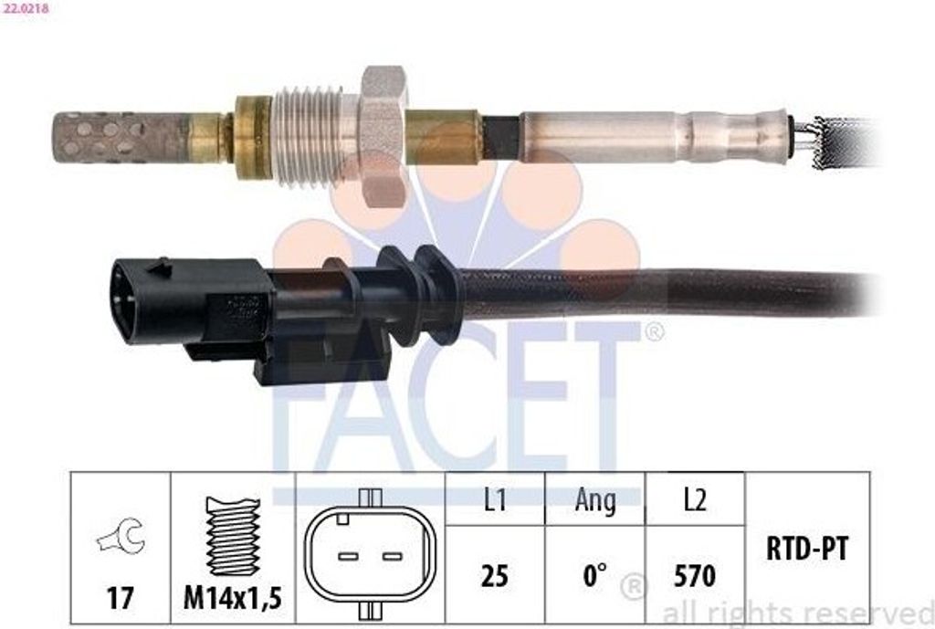 FACET 22.0218 Abgastemperatursensor für ALFA ROMEO GIULIETTA (940) M14x1,5
