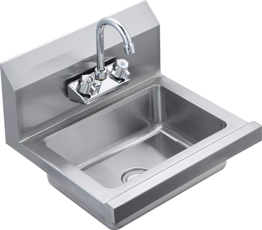 Lave-mains commercial en acier inoxydable brossé avec dosseret haut