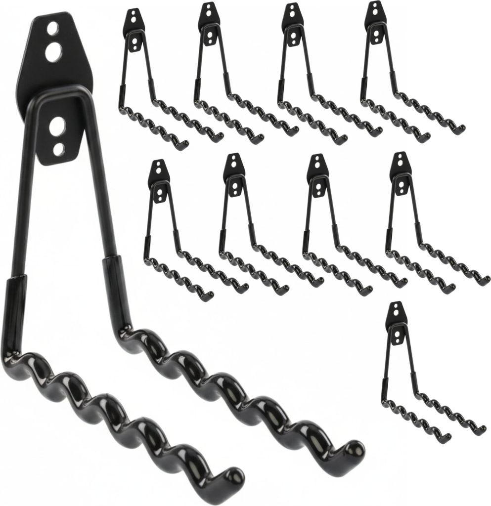 Set 10 Stck. Wandhaken von BOTLE, Werkzeughaken, für Elektrowerkzeuge, Wellenform 19cm, mit PVC-Ummantelung, für Garage, Schuppen, Halterung für...