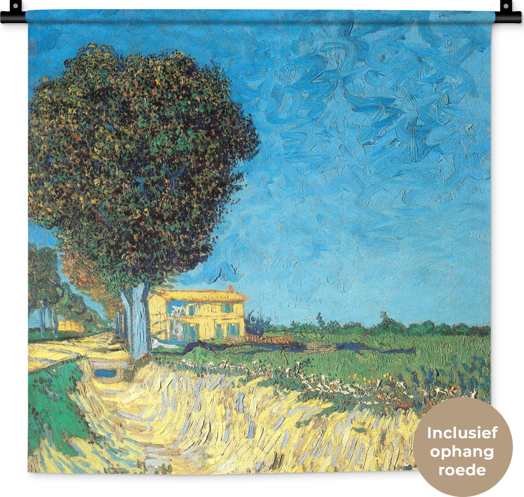 MuchoWow Wandteppich Wandbehang Die Allee bei Arles - Vincent van Gogh 60x60 cm Tapisserie Dekoration Wandtuch - Dekorationen - Wand Decke