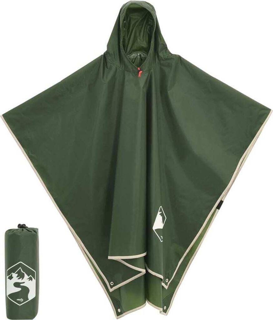Regenponcho mit Kapuze 2-in-1-Design Grün 223x145 cm