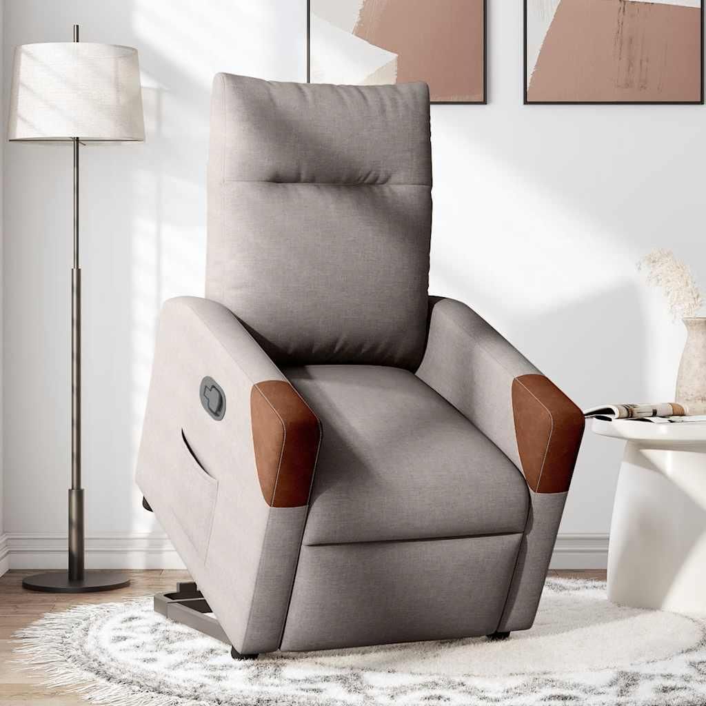 vidaXL Relaxsessel mit Aufstehhilfe Taupe Stoff Produktbild 