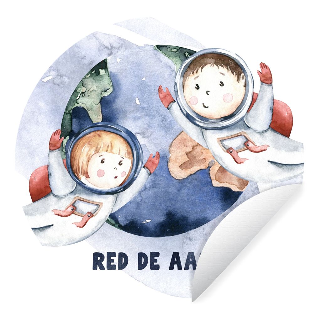MuchoWow Runde Wandtattoo - Wandsticker Tapete Aufkleber Zitate - 'Rette die Erde' - Sprichwörter - Weltraum - Junge - Mädchen - Kinder Ø 100 ...