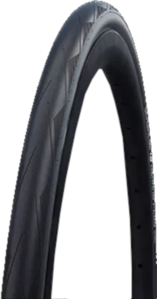 A black bicycle tire shown against a white background.