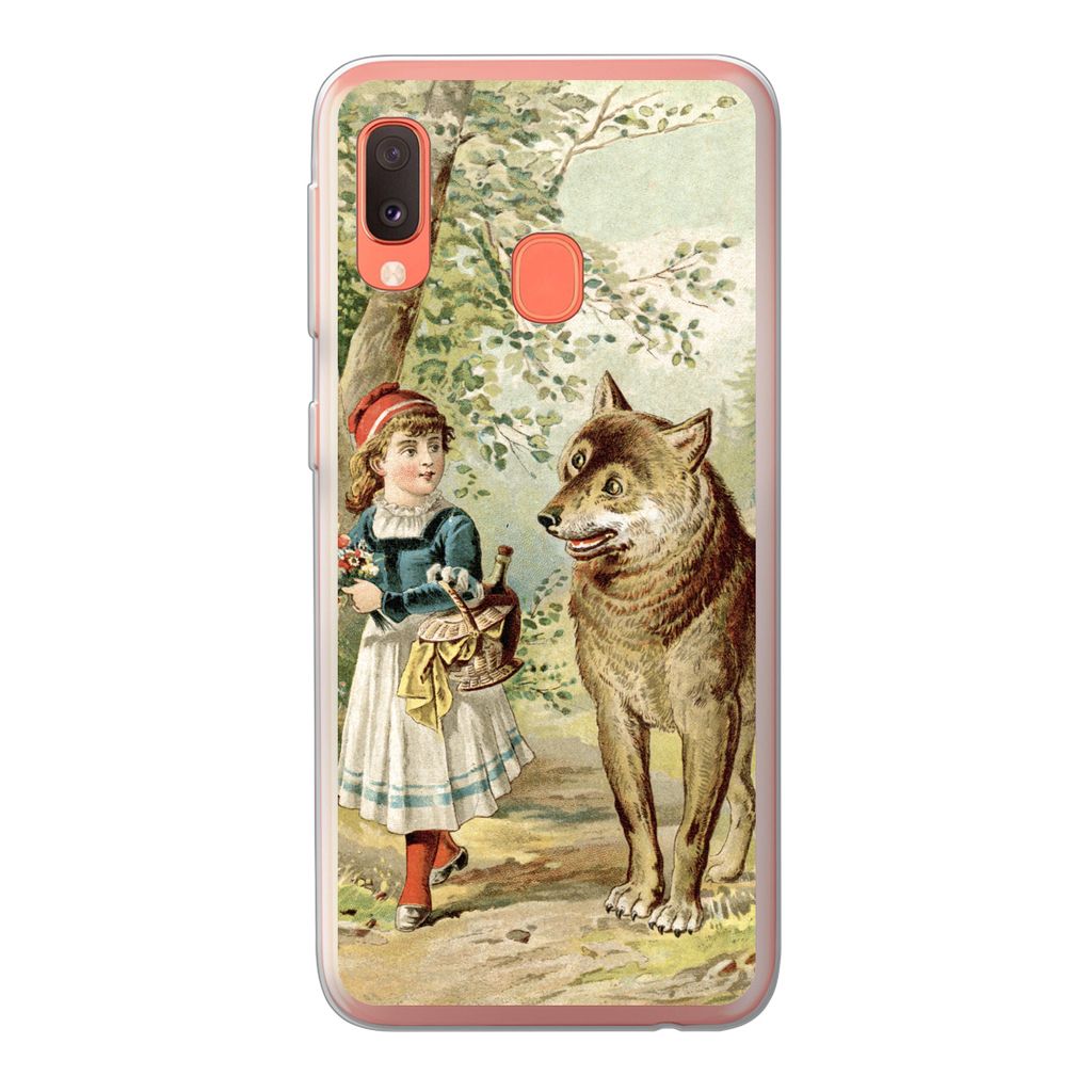 MuchoWow Handyhülle Schutzhülle Hülle für Samsung Galaxy A20e Wolf - Rotkäppchen - Wald Silikon Softcase Handy Hülle - Abdeckung