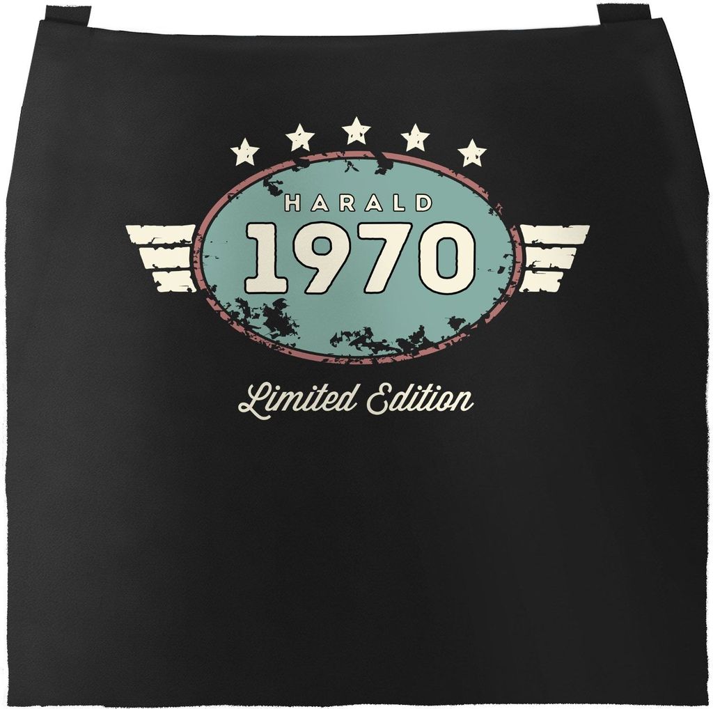 Küchen-Schürze mit Namen Alter Kochschürze Vintage-Design personalisierte Geschenke Geburtstag Moonworks schwarz unisize