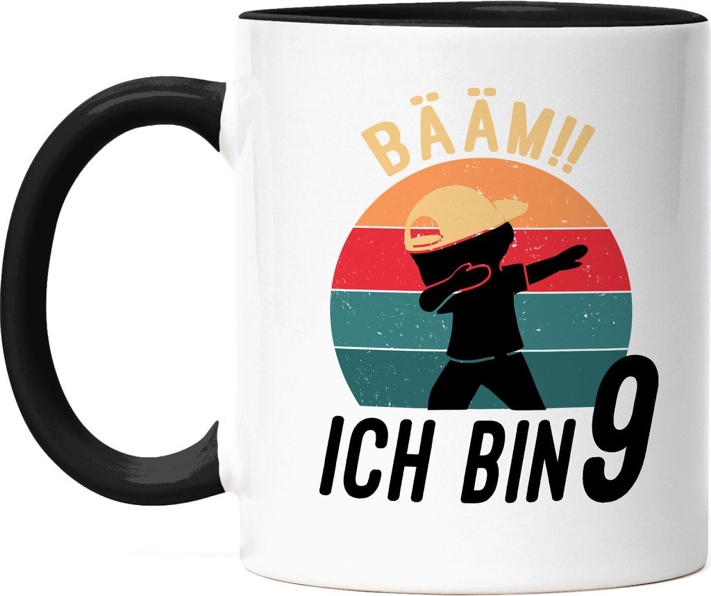 Dabbing Geburtstagstasse 9 Jahre Jungs 9. Geburtstag Lustig Tasse Schwarz Jungen Neun