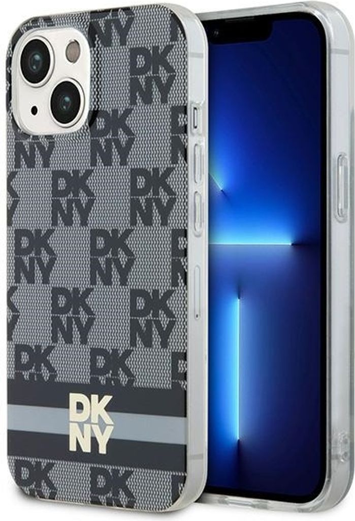 DKNY DKHMP15MHCPTSK iPhone 15 Plus / 14 Plus 6.7" schwarz hardcase IML Checkered Mono Pattern & Printed Stripes MagSafe Schutzhülle