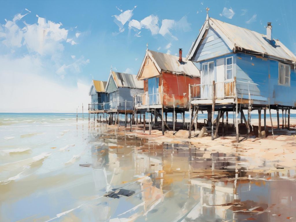 Plakat 40x30cm Malerische Küstenhütten