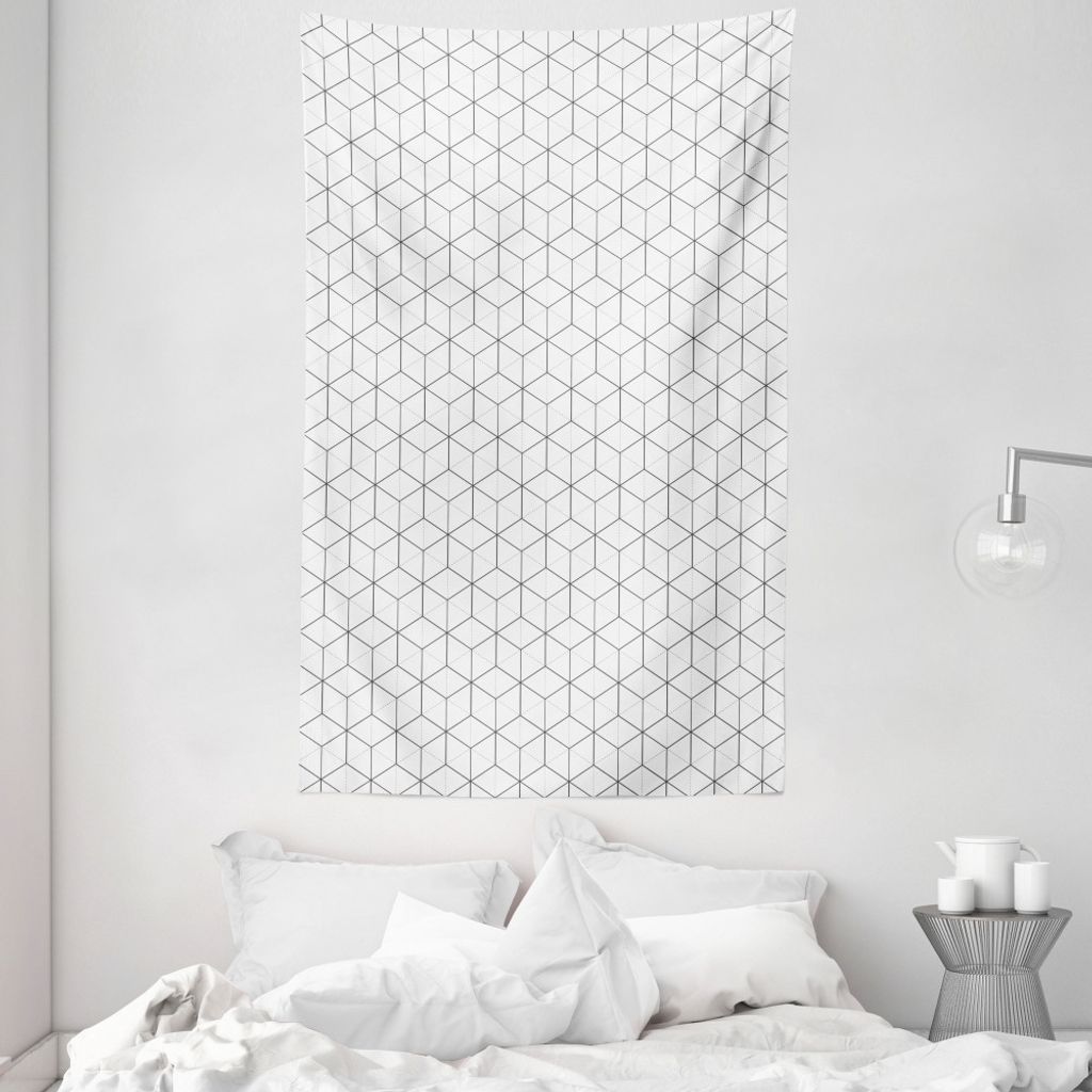 ABAKUHAUS Geometrisch Wandteppich und Tagesdecke, Linien und Quadrate aus Weiches Mikrofaser Stoff Waschbar ohne Verblassen Digitaldruck, 140 x 230...