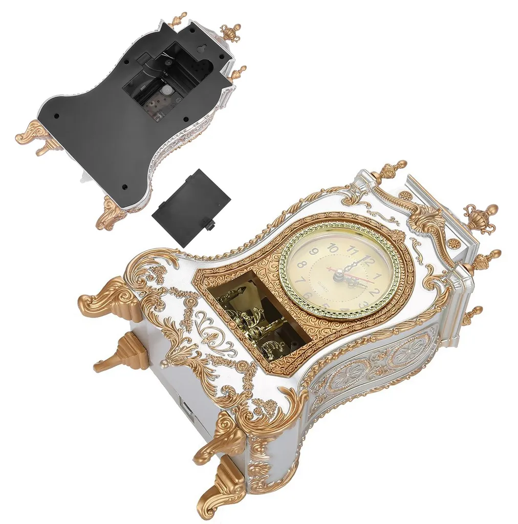 Horloge de table pour maison style ancien, réveil blanc de bureau - 3