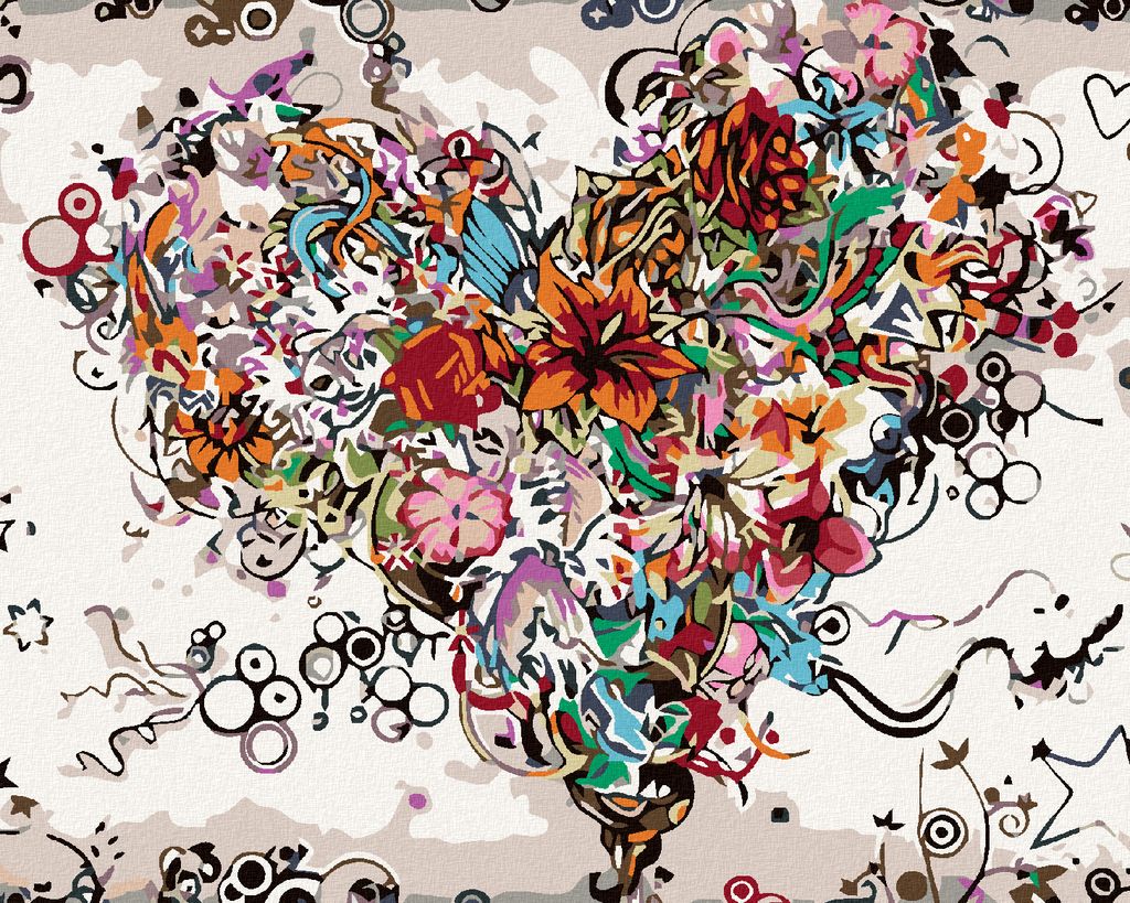 Zuty - Malen nach Zahlen - BLUMENHERZ, 40x50 cm, ohne Keilrahmen