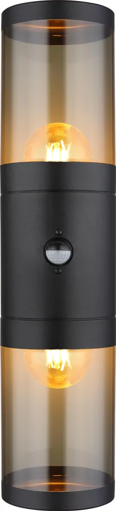 Applique Murale Extérieure Double Éclairage E27 Inox Noir Globo 32cm