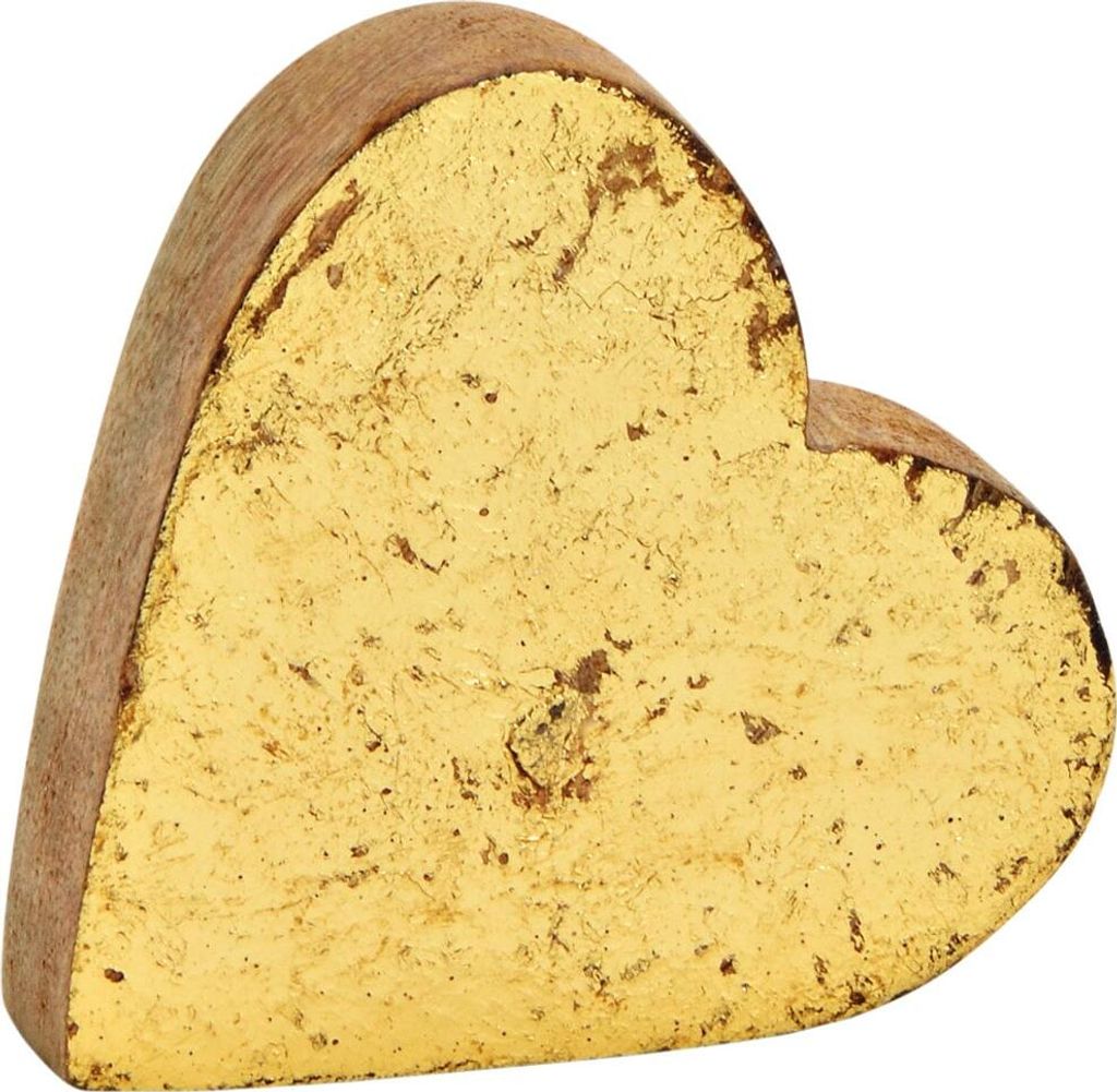 Dekofigur Herz Dekoherz Figur Herzform Holz gold 9 cm