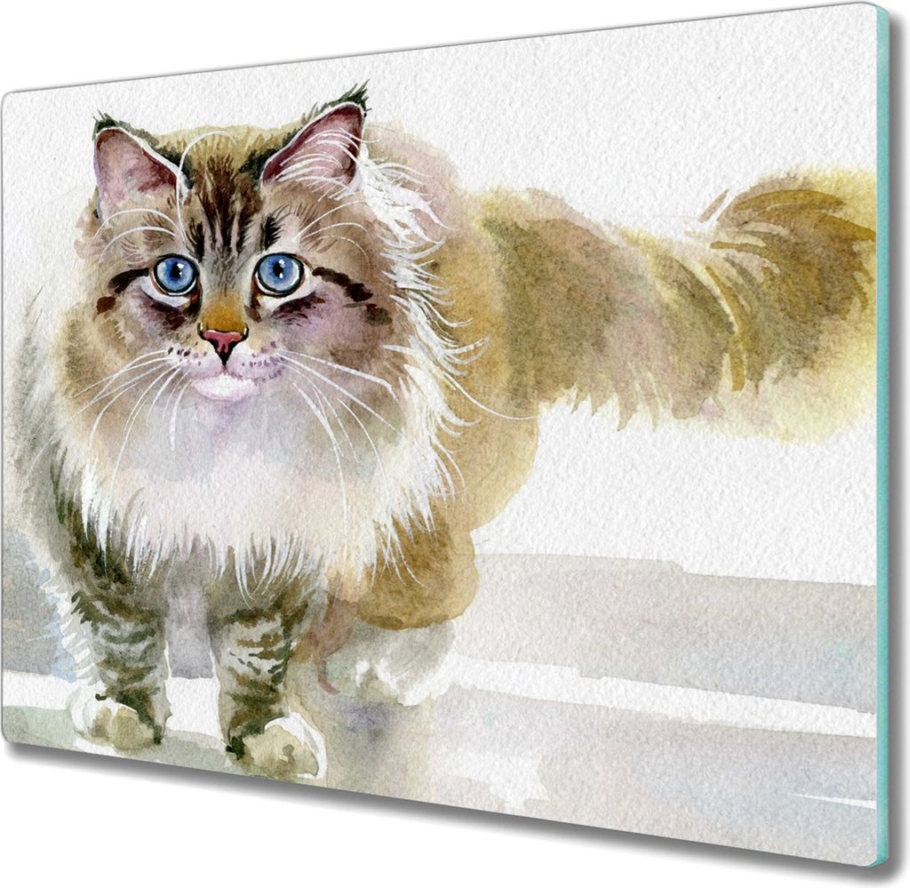 Coloray Kochplattenabdeckung Herdabdeckplatte 60x52 cm Hackbrett Schneidebrett Küchenbrett - Haustier Katze