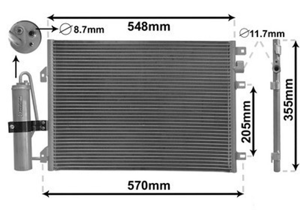 VAN WEZEL 43015275 Kondensator Klimaanlage Klimakondensator für RENAULT CLIO II (BB0/1/2, CB0/1/2) +Trockner