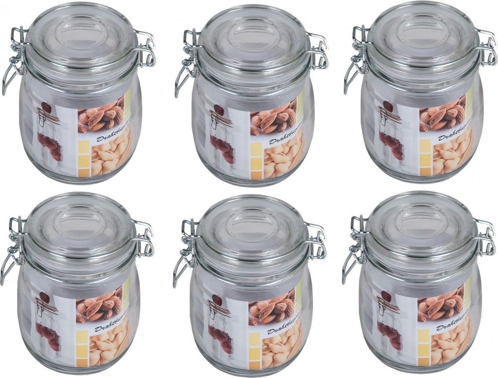 6x Drahtbügelglas 0,7 Liter Einmachgläser Einweckgläser Produktbild 