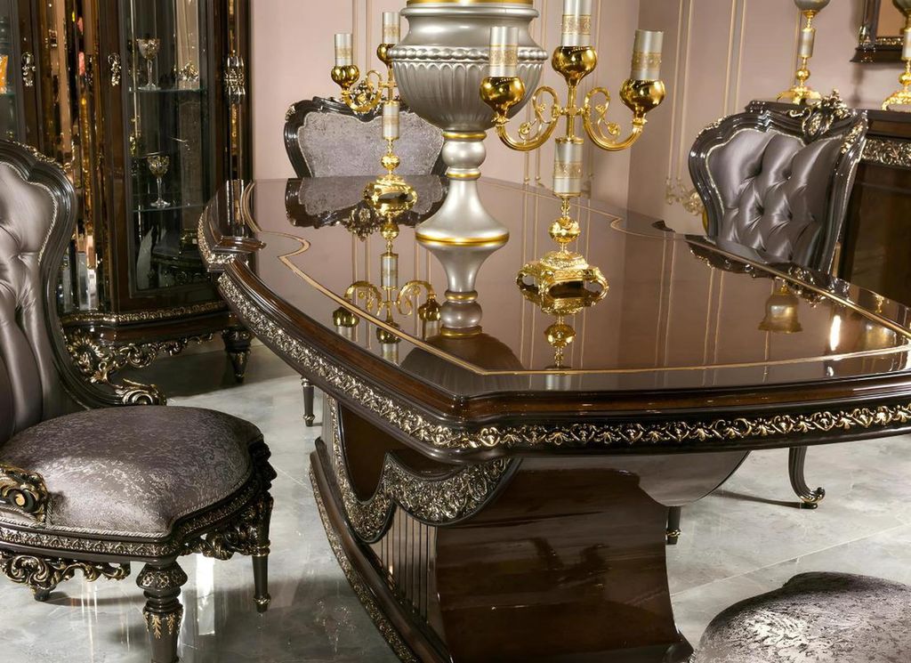 Elegantes 10-tlg. Esszimmer Set aus Holz in Braun mit Esstisch