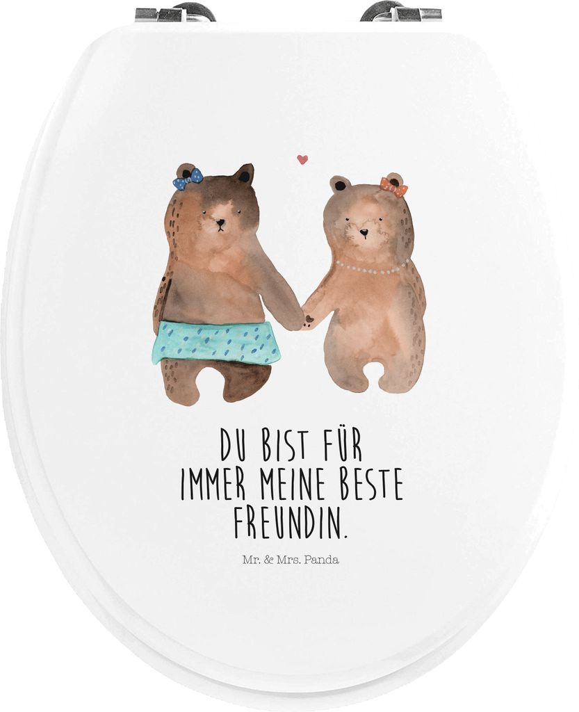 Mr. & Mrs. Panda Klo-Deckel Bär Freundin - Weiß - Geschenk, holz toilettensitz, Klobrille, Teddy, Toilettendeckel, WC-Sitz, WC Brille, klo deckel