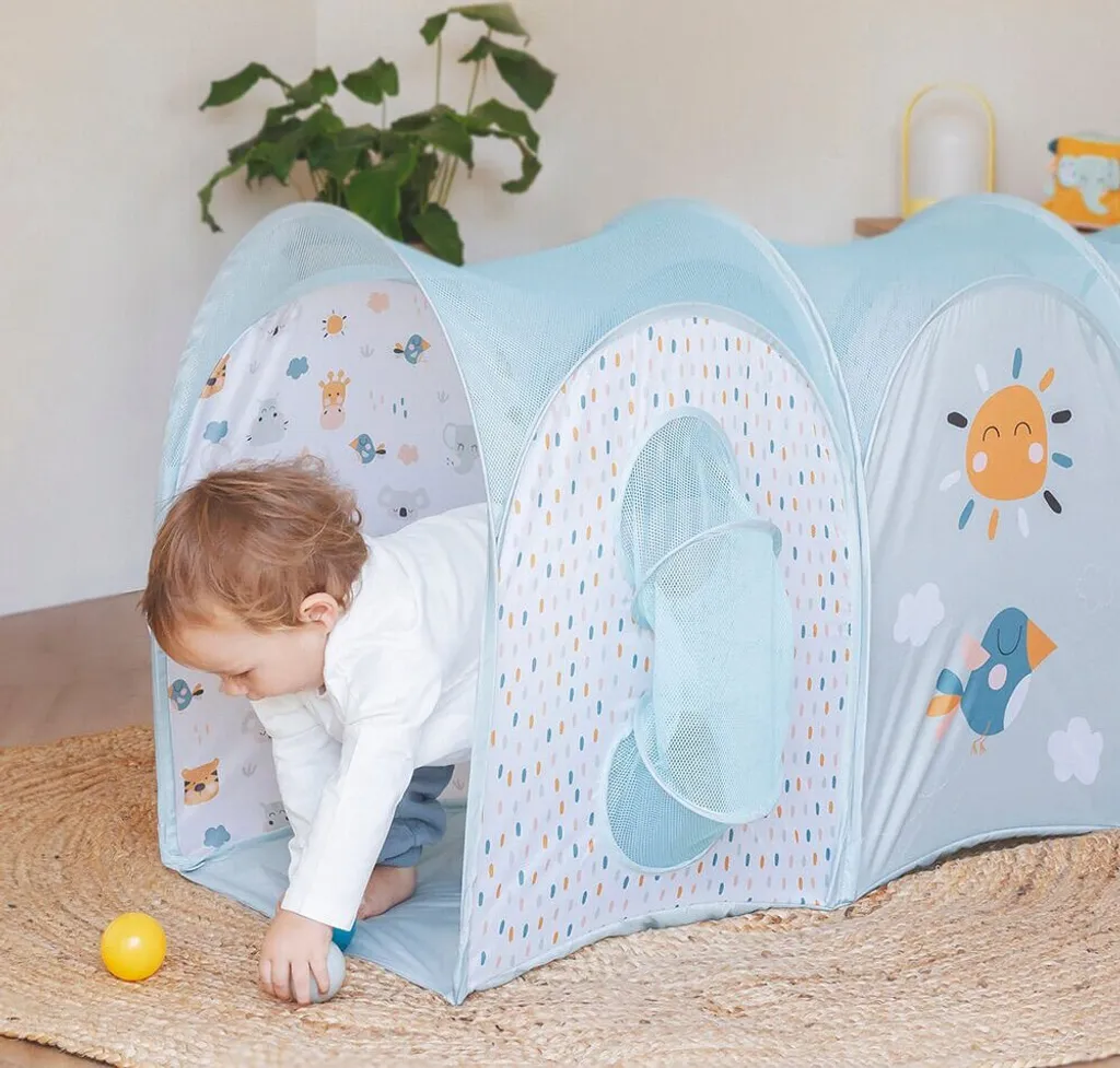 Tunnel de rampement multicolore Eurekakids avec 3 balles pour bébés actifs