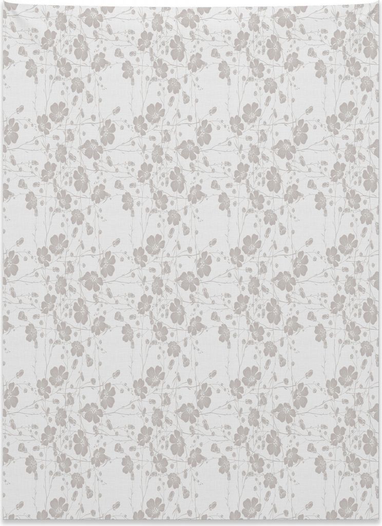 Abakuhaus Natur Wandteppich, Romantische Hausblumen aus Weiches Mikrofaser Stoff Kein Verblassen Klare Farben Waschbar, 110 x 150 cm, Blassgrau