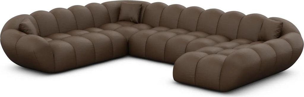 Kunstleder U-Form XXL Wohnlandschaft Liva Dunkelbraun Rechts