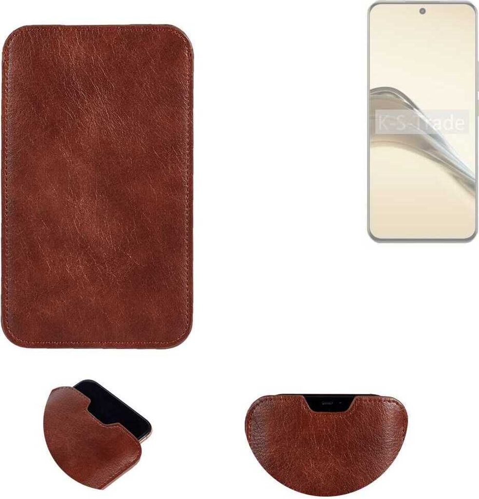 K-S-Trade Schutzhülle Handyhülle kompatibel mit Realme 13 Pro 5G Handytasche Kunstleder Sleeve in braun