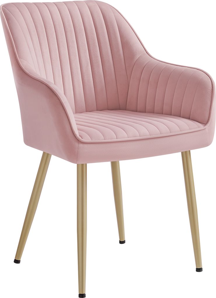 SONGMICS Polsterstuhl mit Metallbeine, Samt, pastellrosa Produktbild 