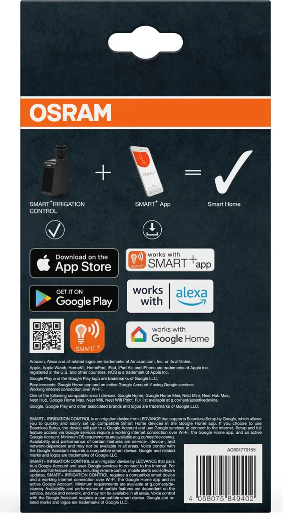 Osram SMART+ WiFi Irrigation Controller Gris Foncé - Programmateur Arrosage