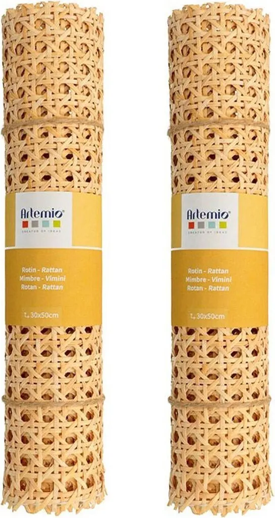 Cannelage en rotin naturel mailles hexagonales - Set de 2 pour DIY Déco