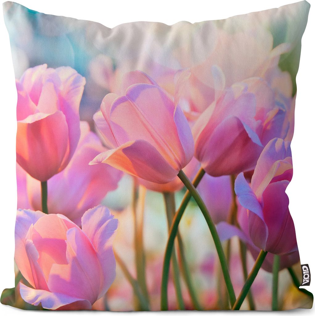 VOID Rosa Tulpen Blumen Strauss Kissenbezug Kissenhülle sofa couch wohnzimmer dekoration wasserfest Outdoor Garten Kissen bezug deko