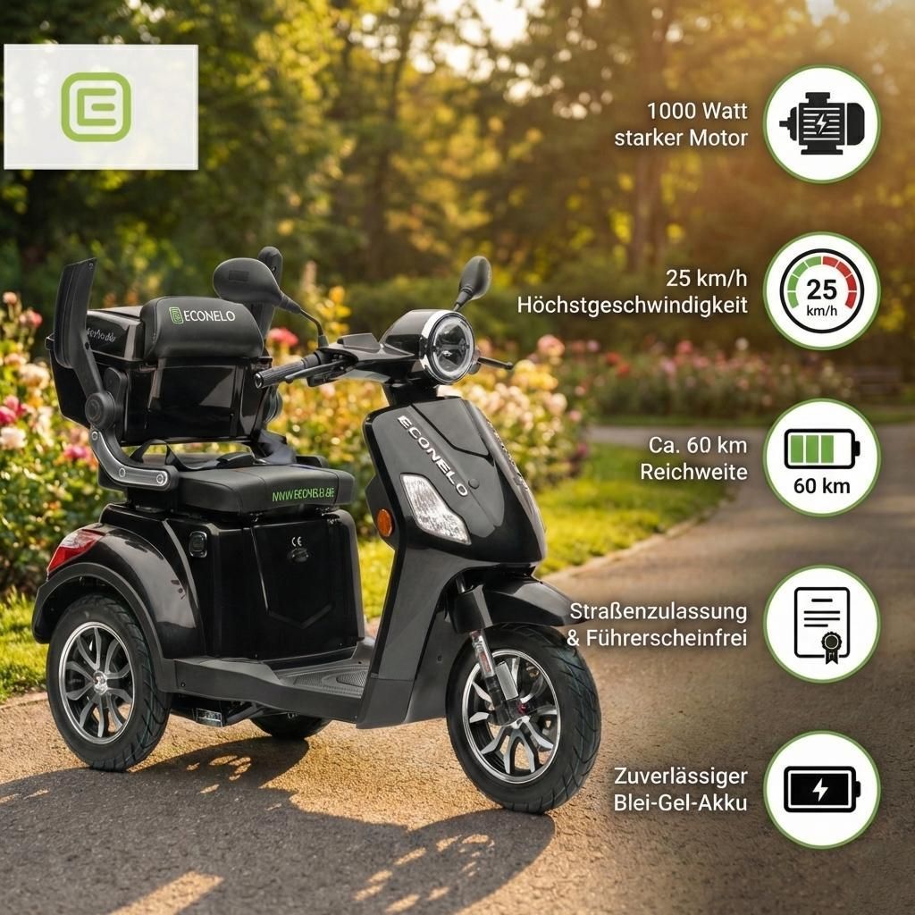 Seniorenmobil P1000, lithiová baterie, 25 km/h, 1000 W, Obrázek produktu 