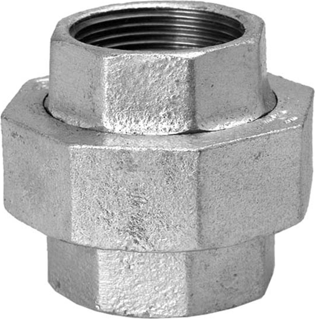 Hermann Schmidt Temperguss Verschraubung DN 20, 3/4" flach dichtend, Innengewinde, verzinkt