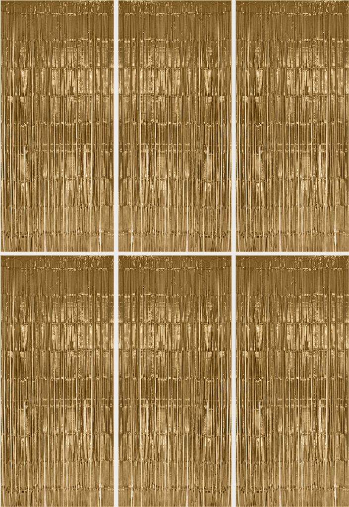 6x Lametta Vorhang - light gold - 91x244 cm