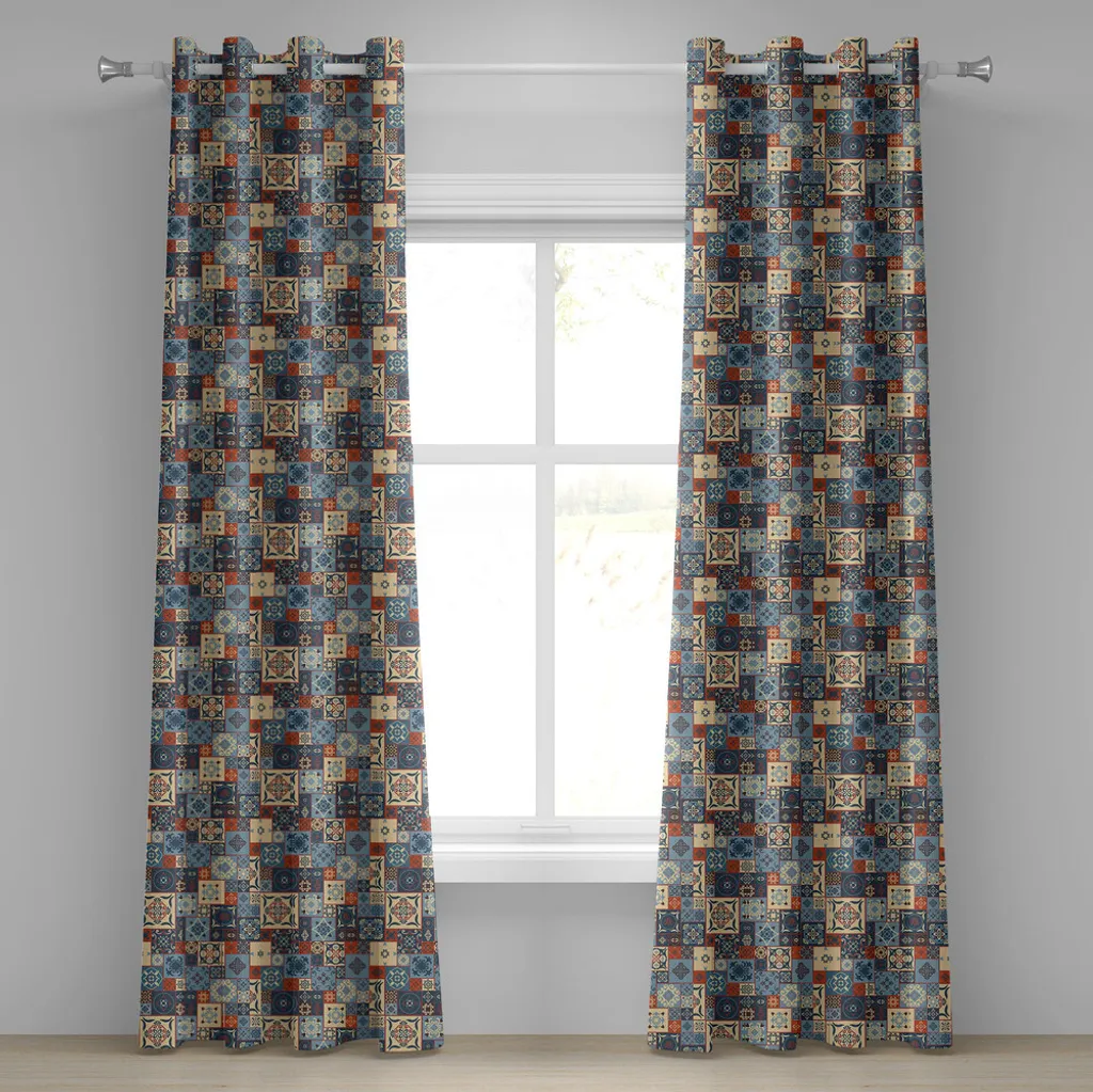ABAKUHAUS Africano Tenda a Pannello Set di 2, Oriental Antico Motivi, Trattamento della Finestra per Stanza e Camera da Letto, 150 cm x 245 cm, Multicolore