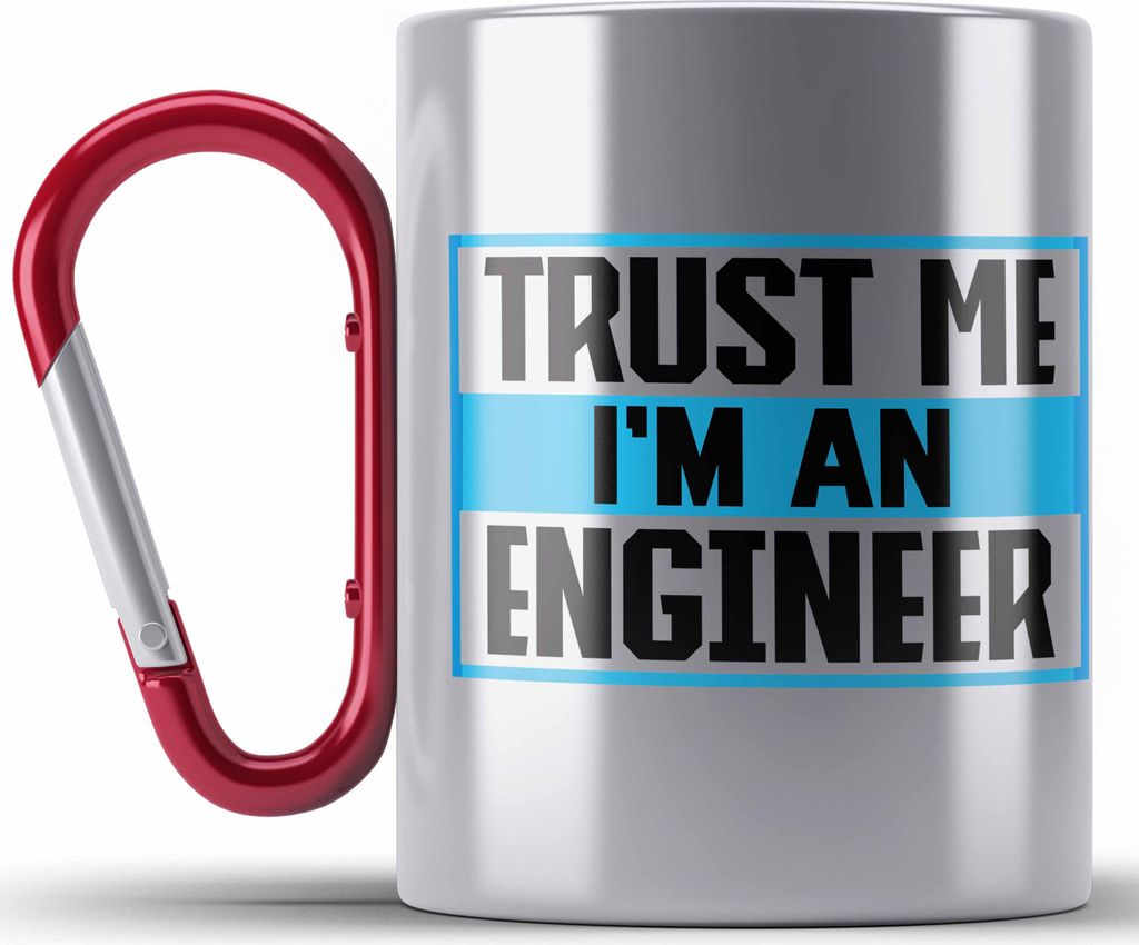 Trendation - Ingenieur Edelstahl Tasse Karabiner Gadget Geschenk Ingeneur Karabiner Edelstahl Tasse Karabiner Edelstahl Geschenkidee Lustig (Rot)