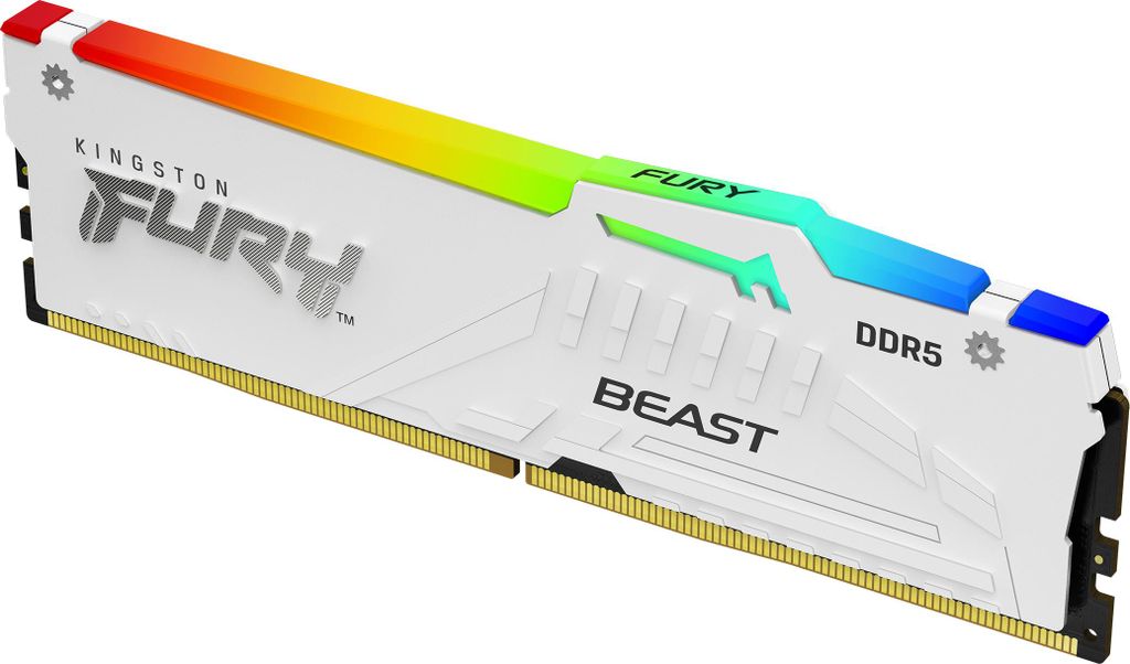 Kingston FURY Beast RGB - DDR5 - Modul - 16 GB - DIMM 288-PIN - 6400 MHz / PC5-51200 - CL32 - 1.4 V - ungepuffert - on-die ECC - weiß