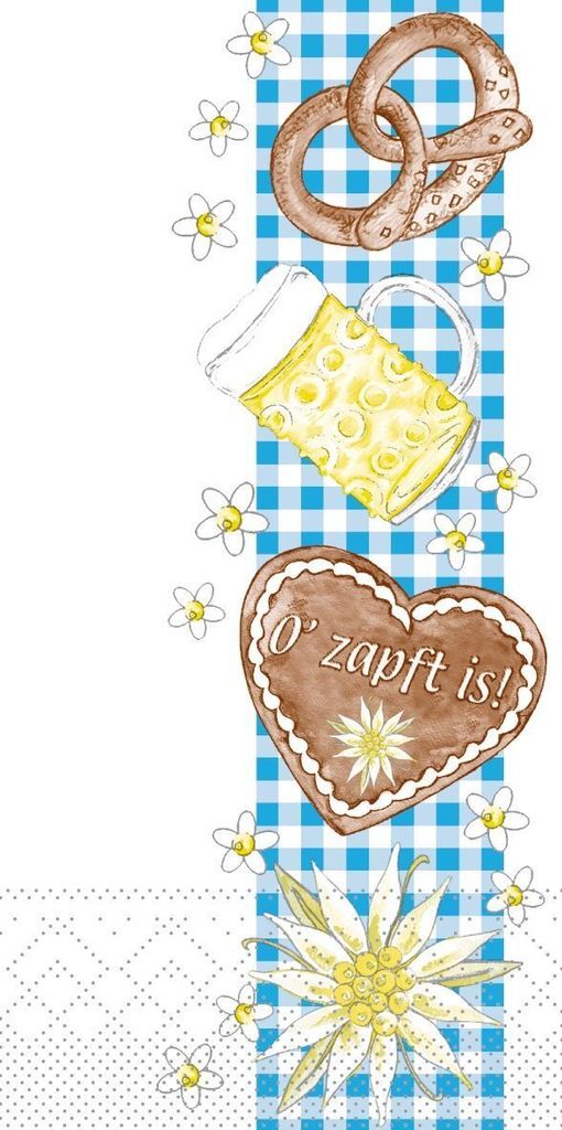 Tissue Serviette Bayern O ́Zapft is, 33 x 33 cm, 1/8 Falz, 100 Stück - Mank