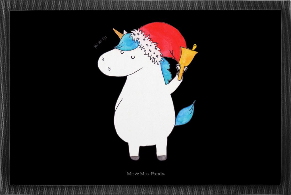 Mr. & Mrs. Panda Schmutzmatte Einhorn Weihnachtsmann 50 x 75 cm - Schwarz - Geschenk, Schokolade, fußmatte, Bodenvorleger, Weihnachten, Schmutzfä...