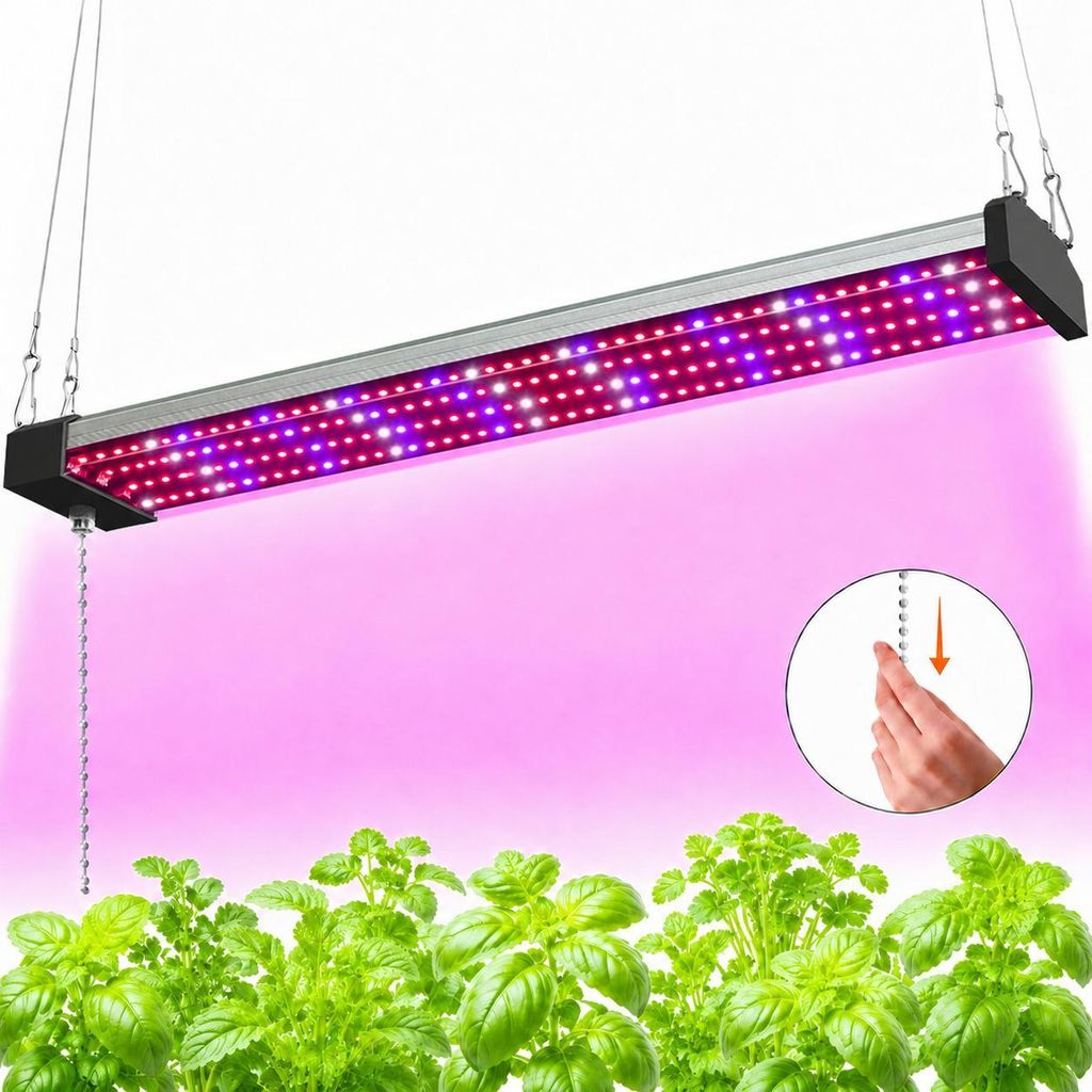 LED Pflanzenlampe Vollspektrum Zimmerpflanzen Gewächshaus Wachstumslampe Grow Lampe mit Kettenschalter, 192LEDs 50cm