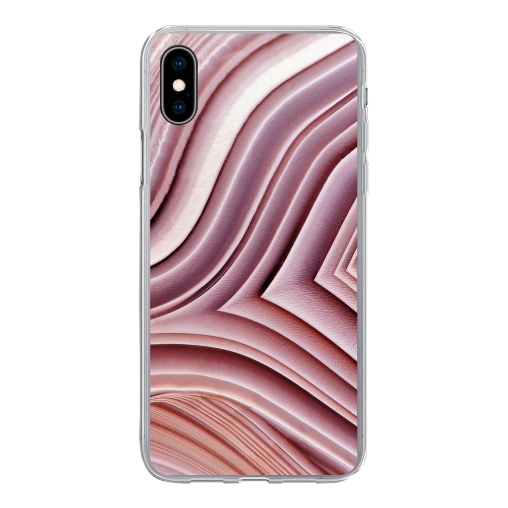 MuchoWow Handyhülle Schutzhülle Hülle für iPhone Xs Natursteine - Rosa - Großaufnahme Silikon Softcase Handy Hülle - Handytasche